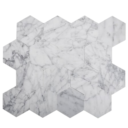 Apollo Tile Sample of 2.5" Carrara Hexagon 9" X10.25" Peel And Stick Marble Tile TCPLST9901 Sample